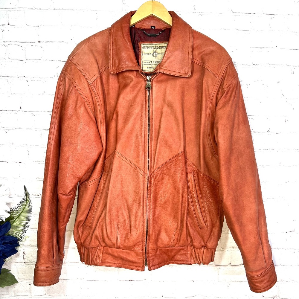VINTAGE |•MEMBERS ONLY•| Totally 70s Brown! • 100% Leather Bomber Jacket